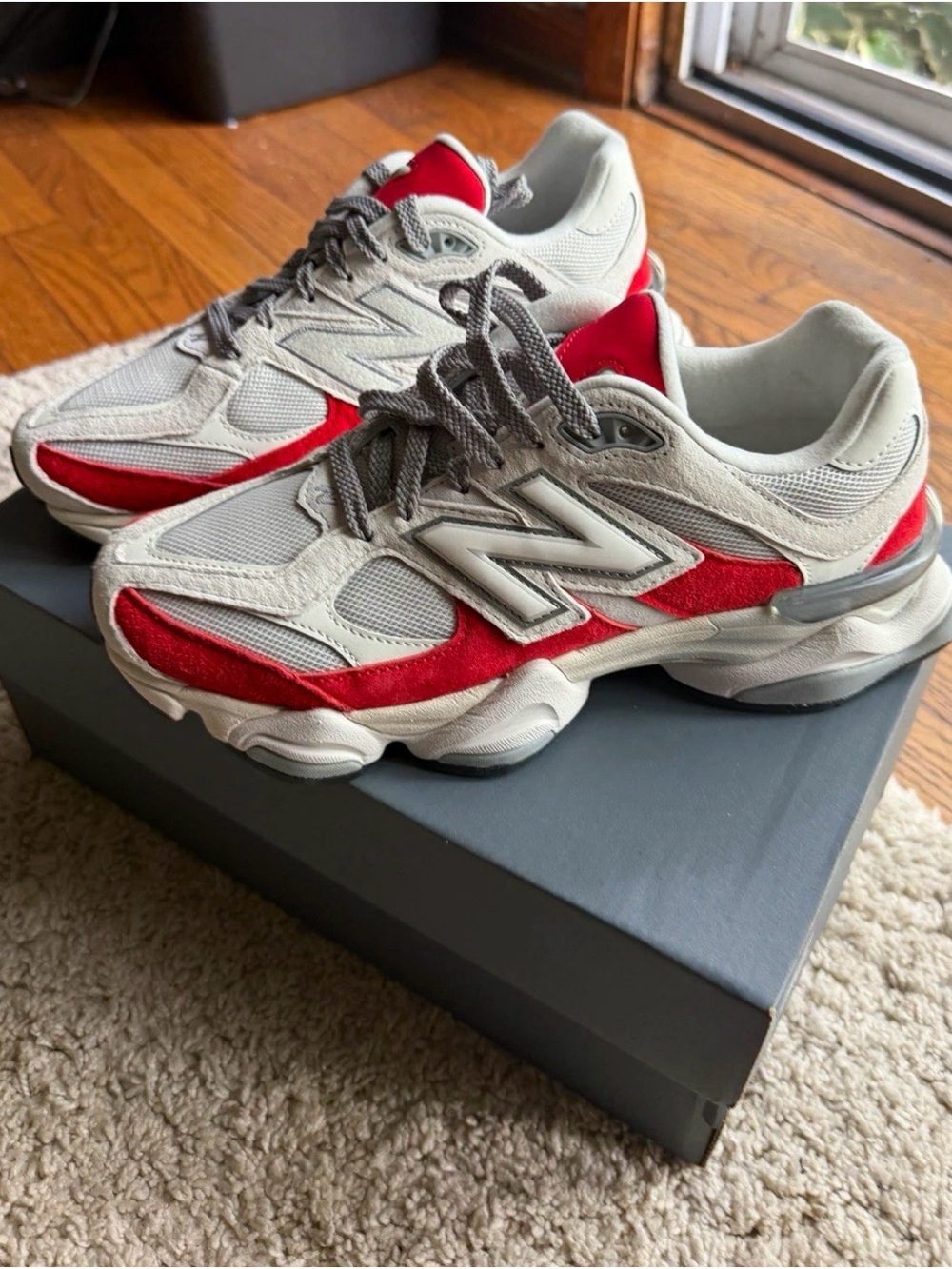 New Balance 9060 men’s White & Red Retro Athletic Sneakers